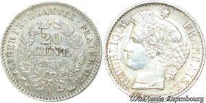 S2151 France 20 Centimes Cérès 1850 A Paris Argent Silver Oreille Basse ->Faire Offre