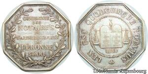 S2165 France Rare Jeton Notaires Compagnie Notaires Péronne Somme Argent Silver