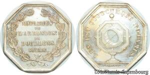 S2175 France Rare Jeton Notaires Doullens Somme Caqué Silver FDC