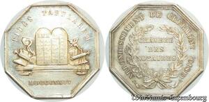 S2176 France Rare Jeton Notaires Fides Tabularum Clermont Oise 1824 Silver SPL