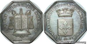 S2181 France Rare Jeton Notaires Arrondt. Bourg Charrasse Argent SPL