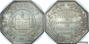 S2189 France Jeton Compagnie Notaires Arrondt. Péronne Somme 1858 Argent Silver FDC