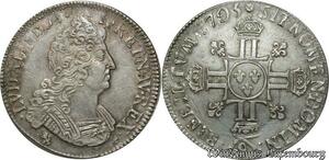 S2355 Rare France Ecu Louis XIV Aux 8 L 1705 9 Rennes Argent Silver rf SUP+