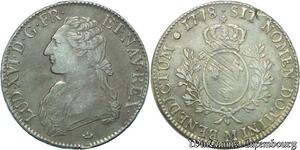 S2374 Rare France Ecu Louis XVI Aux Branches d'Olivier 1778 M Toulouse Silver TTB+