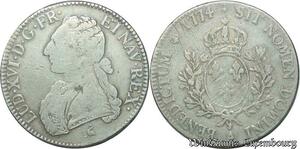 S2376 Rarissime France R5 Ecu Louis XVI Aux Branches d'Olivier 1774 A Paris Argent
