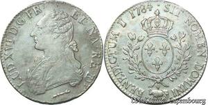 S2377 Rare France Ecu Louis XVI Aux Branches d'Olivier 1784 Vachette Pau Argent