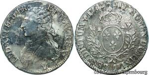 S2379 Rare France Ecu Louis XVI Aux Branches d'Olivier 1782 I Limoges Argent