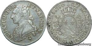 S2385 Rare France 1/2 Ecu Louis XVI Branches d'Olivier 1790 A Paris Silver Qualité