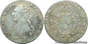 S2387 Rare France 1/2 Ecu Louis XVI Aux Branches d'Olivier 1780 W Lille Argent