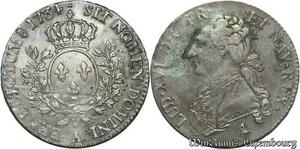 S2388 Rare France 1/2 Ecu Louis XVI Aux Branches d'Olivier 1784 A Paris Argent