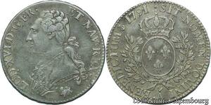 S2389 Rare France 1/2 Ecu Louis XVI Branches d'Olivier 1791 .A Paris Leopard Argent