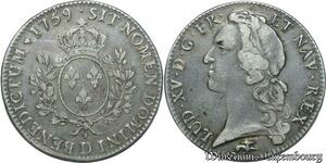 S2398 Rare France Ecu Louis XV Au Bandeau 1759 D Lyon Argent Silver - Faire Offre