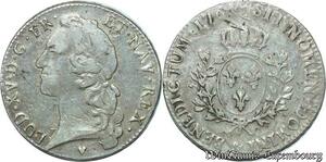 S2399 Rare France Ecu Louis XV Au Bandeau 1764 & Aix-en-Provence Argent