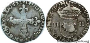 S2416 Rare France  1/4 Ecu Louis XIII Croix Fleurdelisée 1623 T Nantes Argent