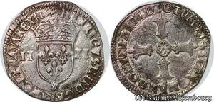 S2479 Rare France 1/4 d'Ecu Henri IV 1604 titulaire 2e type & Aix-en-Provence Argent