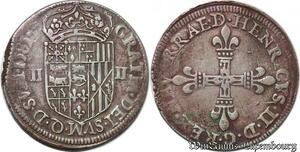S2480 Rare France Navarre Bearn 1/4 d'Ecu Henri II 1585 Pau Argent Silver ->Offer