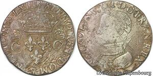 S2482 Rare France Teston Charles IX 2e type 1563 M Toulouse Silver