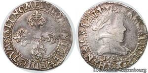 S2489 Rare France Demi-Franc au col plat Henri III 1588 K Bordeaux Argent Silver TB