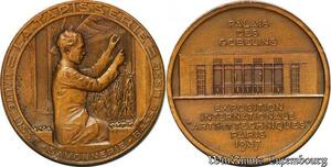 S2522 France Medal Tapisserie Imenot Palais Gobelins Exp Inter Arts Techniques Thenot