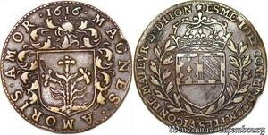 S3164 Rare France Jeton Louis XIII Edme Joly Maitre Comptes Maire Dijon 1616 TTB+++