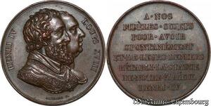 S3266 France Médaille Louis XVIII Rétablissement Statue Henri IV Gayrard