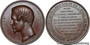 S3319 France Rare Médaille Louis Napoléon Installation Corps État Paris 1852 CAQUÉ