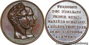 S3320 France Rare Médaille Louis-Philippe I Mariage Duc d'Orléans Hélène 1837