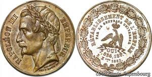 S3330 France Rare Médaille Rétablissement empire Suffrage Universel 1852 Robineau