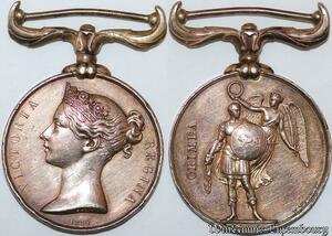 S3407 Rare Medal Russia Great Britain Service Battle Crimea War 1854 Silver AU