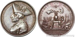 S3410 Scarce Germany Prusse Medal J.George Fryderyk II Restabat Nihil 1786 Silver AU