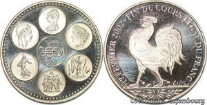 S3454 France Médaille Essai Europe 17 FévrI 2002 Fin du Cours Légal Du Franc