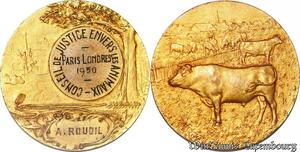 S3465 France Médaille Conseil Justice Animaux Boeurf Paris Londres 1930 Rouoil Rivet