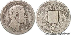 S3527 Italy 1 Lire Victor Emmanuel II 1860 Florence Argent Silver