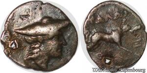 S3585 Rare Greek Etolie Ligue étolienne Drachme Kausia Wildpork 195-188 BC Silver