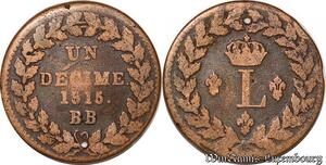S3700 France Un Décime Napoléon Ier L couronnée Leger 1815 BB Strasbourg