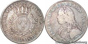 S3702 Rare France Ecu Louis XV aux rameaux d'olivier 1730 A Paris Argent Silver