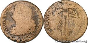 S3710 Rare France 2 Sols François Constitution sans lettre atelier An 5 1793 Orléans