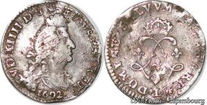 S3711 France 4 Sols 2 Deniers Louis XIV quadruple 1692 L Bayonne Argent Silver