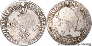 S3720 Rare France Demi-Franc au col plat Henri III AR1587 Argent Silver ->Faire Offre
