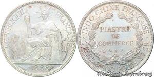 S3742 Old Counterfeit French Indochina Piastre de Commerce 1888 A Paris Silver