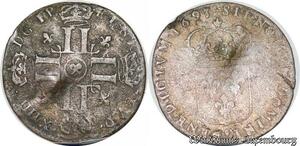 S3766 Rare France 15 Deniers Louis XIV Aix En Provence contremarqué 1693
