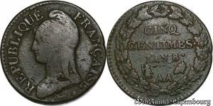 S3792 France 5 Centimes Dupré Grand module An 8 AA Metz - Faire Offre