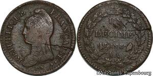 S3793 Très Rare ! Inédit France Un Décime Dupré An 8/6 AA Metz - Faire Offre