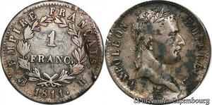 S3796 France 1 Franc Napoléon I Tête Laurée Empire Francais 1811 H La Rochelle Silver