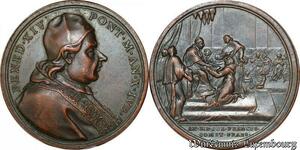 S3907 Rare Medal Papal States Vatican Benedetto XIV 1750 Lorenzo Lambertini di Bologna Giubileo