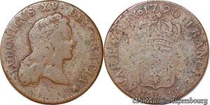 S3909 France 1/2 Sol Louis XV Dit le bien aimé au buste enfantin 1720 BB Strasbourg