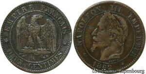 S43 France 2 Centimes Napoléon I Tête Laurée 1862 A Paris -> Faire Offre