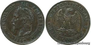 S48 France 2 Centimes Napoléon I Tête Laurée 1862 BB Strasbourg -> Faire Offre