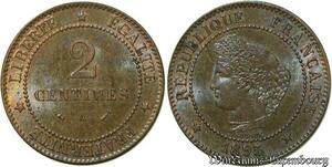 S56 France 2 Centimes Cérès 1895 A Paris SPL FDC -> Faire Offre
