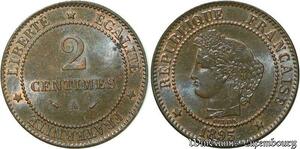 S66 France 2 Centimes Cérès 1895 A Paris SPL -> Faire Offre